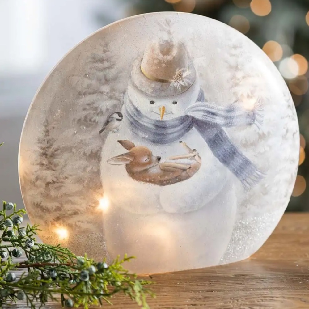 Snowman and Baby Deer Lighted Accent